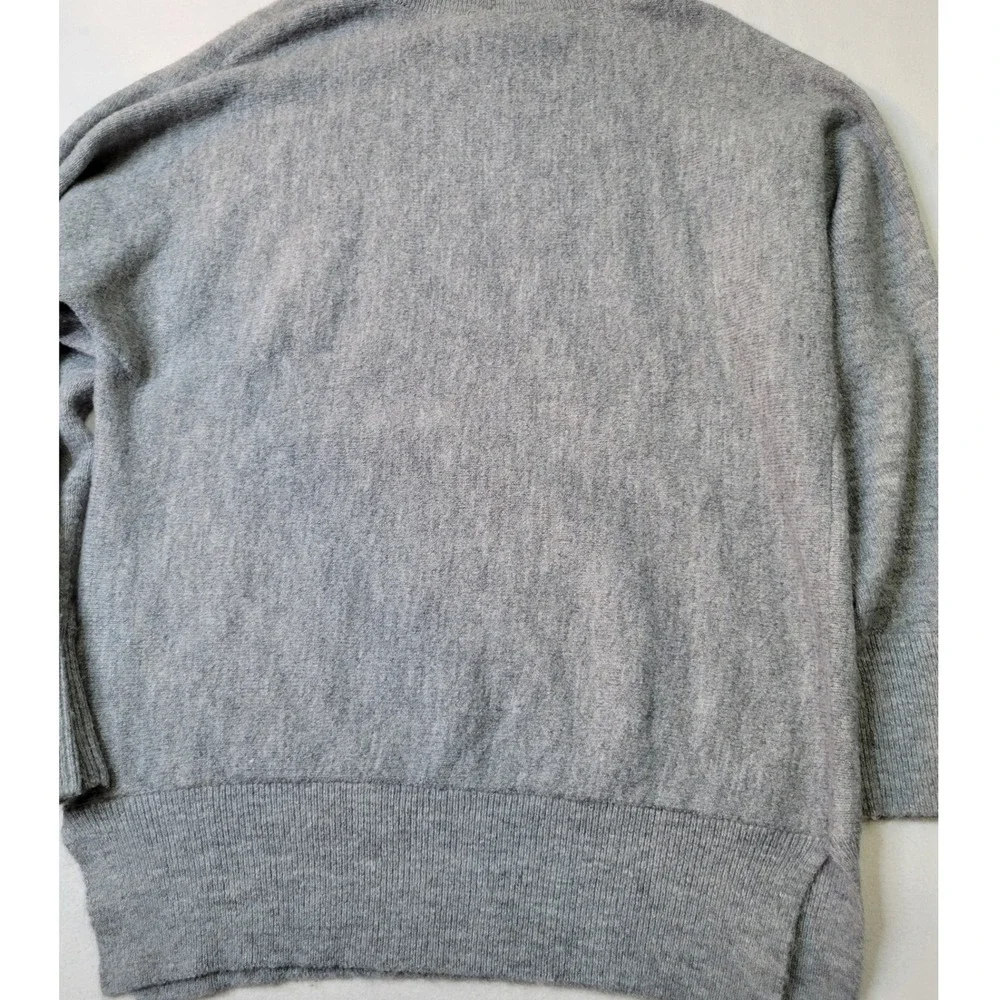 Magaschoni Gray Mock Neck Oversized Knit Sweater Medium Side Slit RibbedHem 2910